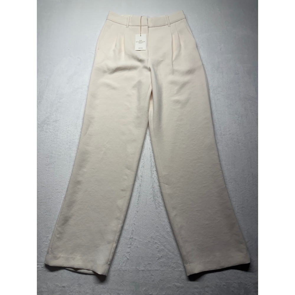 Aritzia Effortless Pant 6 Light Birch Ivory High Rise Wide Leg NWT Trousers
